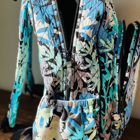 Vera Bradley Campus Tech Backpack Camofloral Blue Green Black White School main image 4